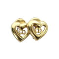 Dior Earrings Clip Type Logo Heart Gold