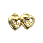 Dior Earrings Clip Type Logo Heart Gold