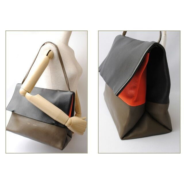Celine Shoulder Bag Clutch ALL Soft Black Orange Khaki 17218 — view 3