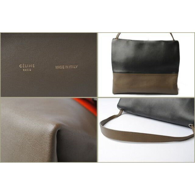 Celine Shoulder Bag Clutch ALL Soft Black Orange Khaki 17218 — view 8