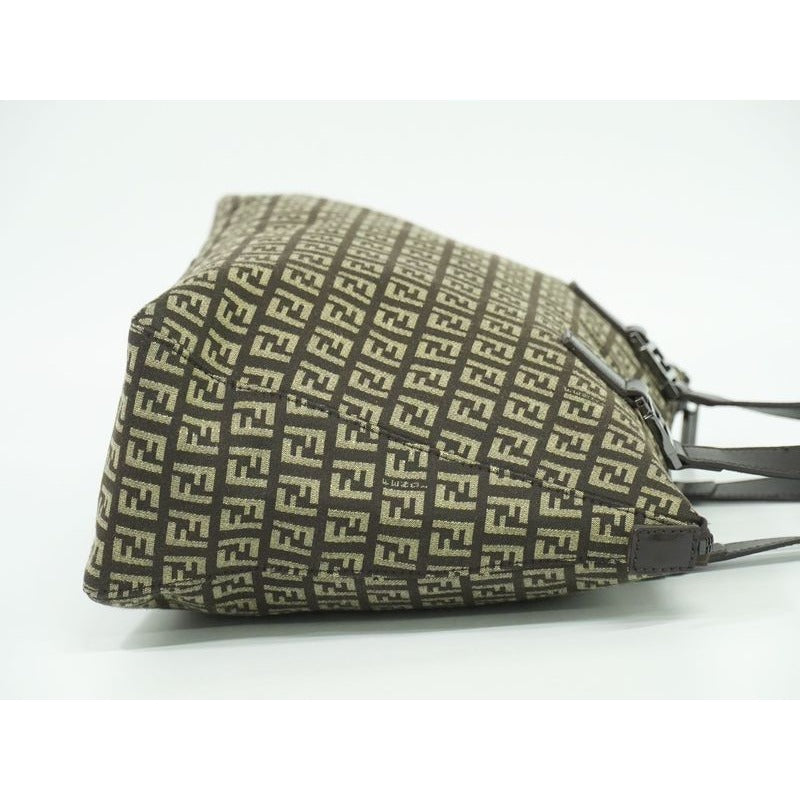 Fendi Zucchino Tote Handbag Canvas Brown 8 Bh138 Bag — view 3