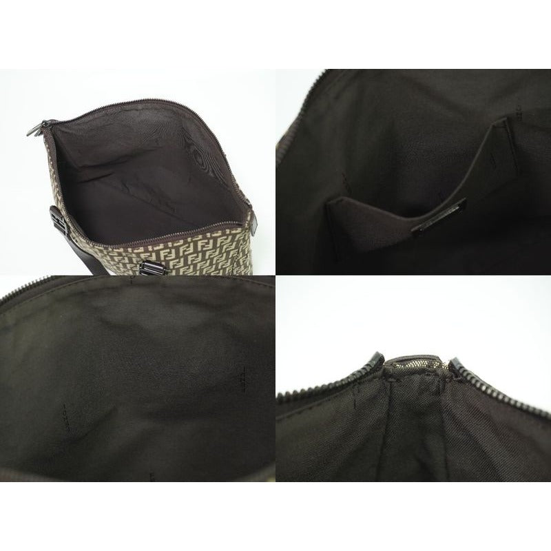 Fendi Zucchino Tote Handbag Canvas Brown 8 Bh138 Bag — view 8