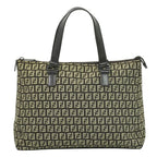 Fendi Zucchino Tote Handbag Canvas Brown 8 Bh138 Bag