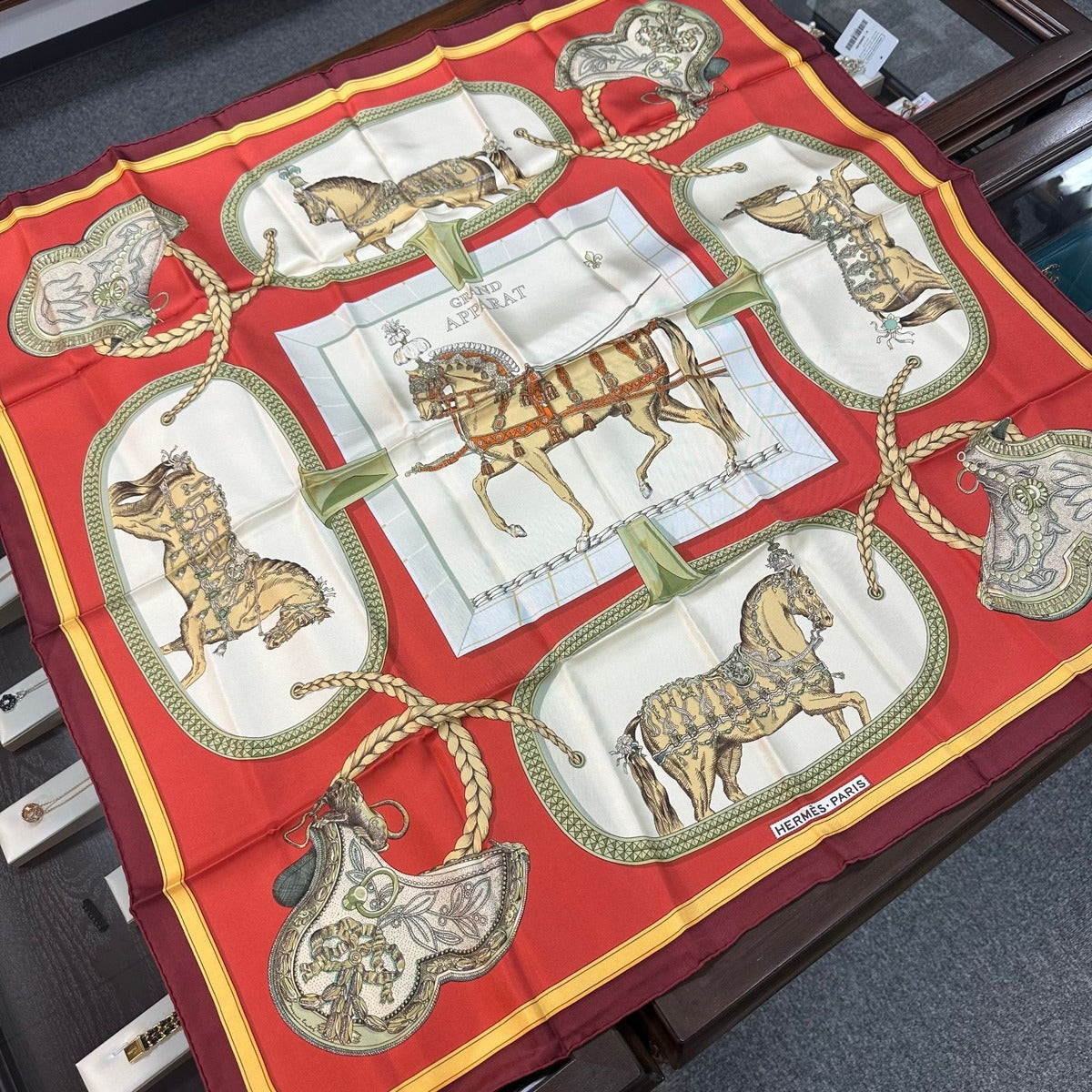Hermes Carre 90 Orange Dressed Horse Scarf — view 5