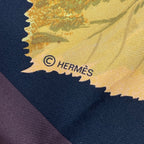 Hermes Scarf Silk Carre 90 Tourbillon Fallen Leaves Swirl Brown — view 7