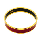 Hermes Bangle Enamel PM Carre Shu Gold Plated Cloisonne Red Bracelet — view 2