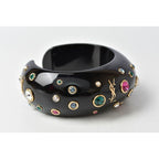 Saint Laurent Bangle Bracelet Rhinestone Multicolor Black — view 3