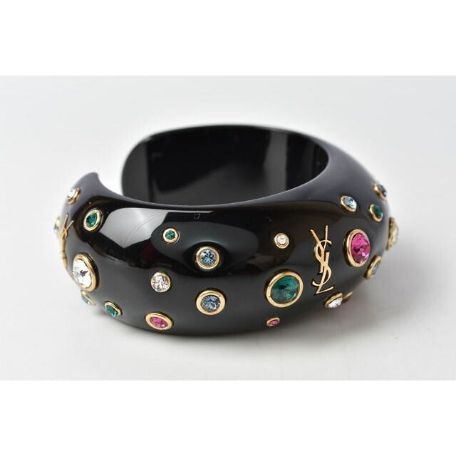 Saint Laurent Bangle Bracelet Rhinestone Multicolor Black — view 3