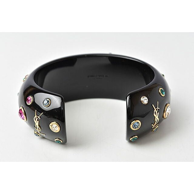 Saint Laurent Bangle Bracelet Rhinestone Multicolor Black — view 5