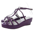 Prada Strap Sandals Mule Square Toe Enamel Patent Leather 34.5 Purple GV GY62