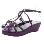Prada Strap Sandals Mule Square Toe Enamel Patent Leather 34.5 Purple GV GY62