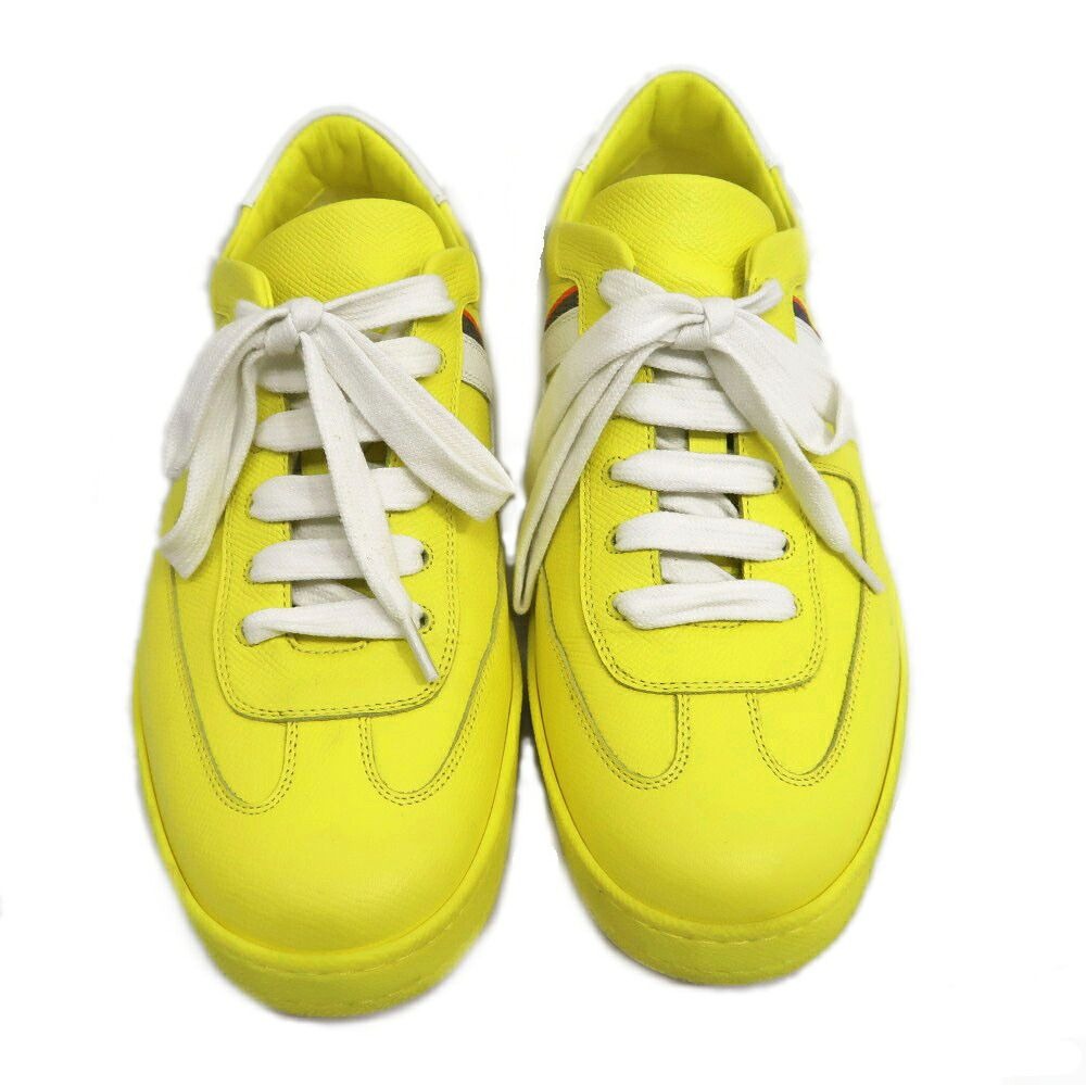 Hermes Boomerang Sneakers 40.5 Yellow Leather Shoes — view 4