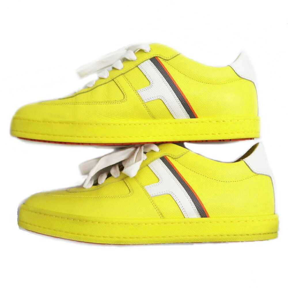 Hermes Boomerang Sneakers 40.5 Yellow Leather Shoes — view 5
