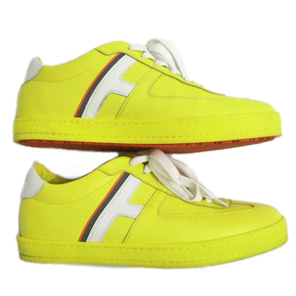 Hermes Boomerang Sneakers 40.5 Yellow Leather Shoes — view 6