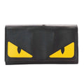 Fendi Wallet Long Leather Bug's Eye Black Flap Style