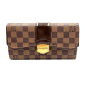 Louis Vuitton Portefeuille Sistine Damier Ebene Leather Brown Bifold Wallet Gold