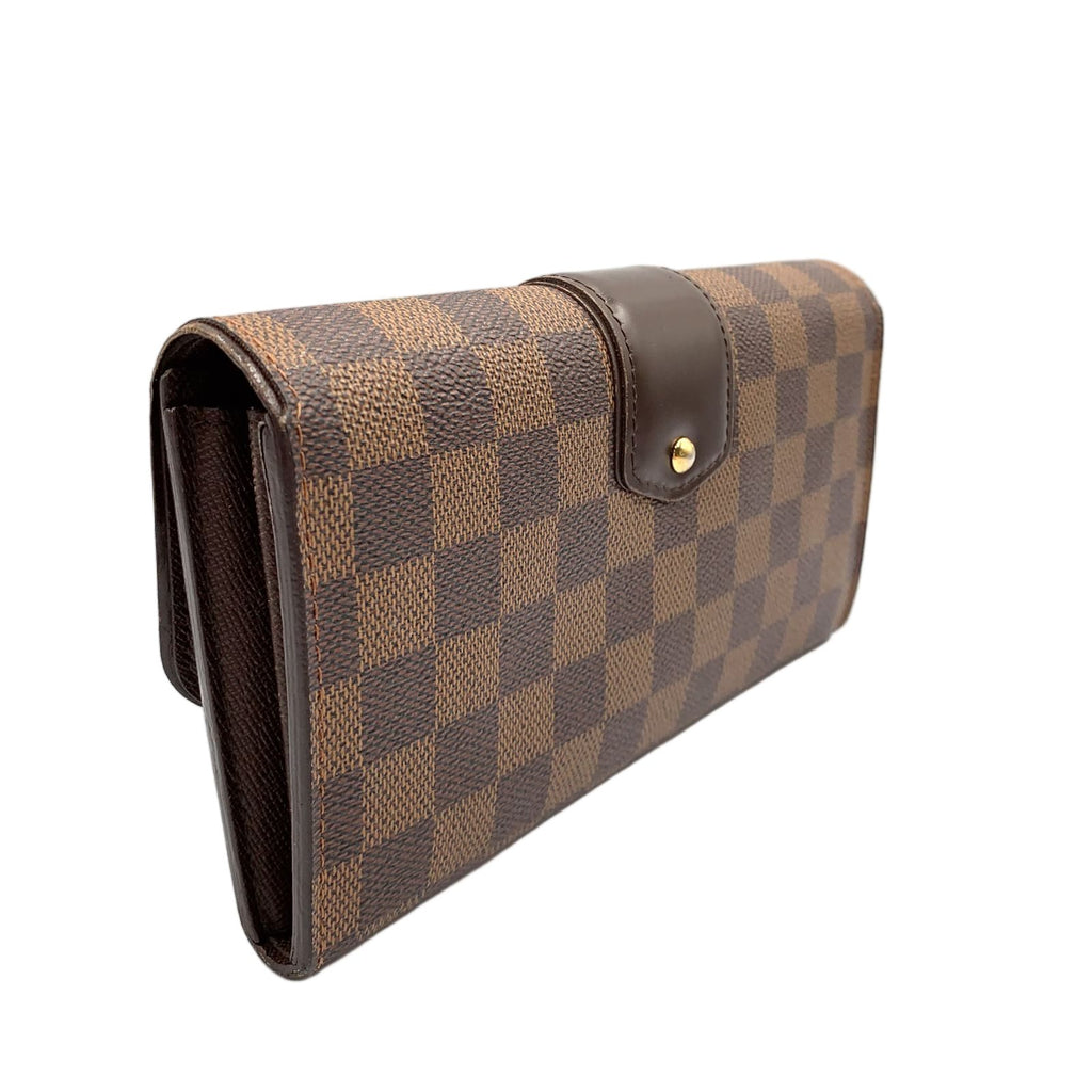 Louis Vuitton Portefeuille Sistine Damier Ebene Leather Brown Bifold Wallet Gold — view 2