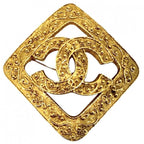 Chanel Brooch CC Logo Vintage Gold Plated