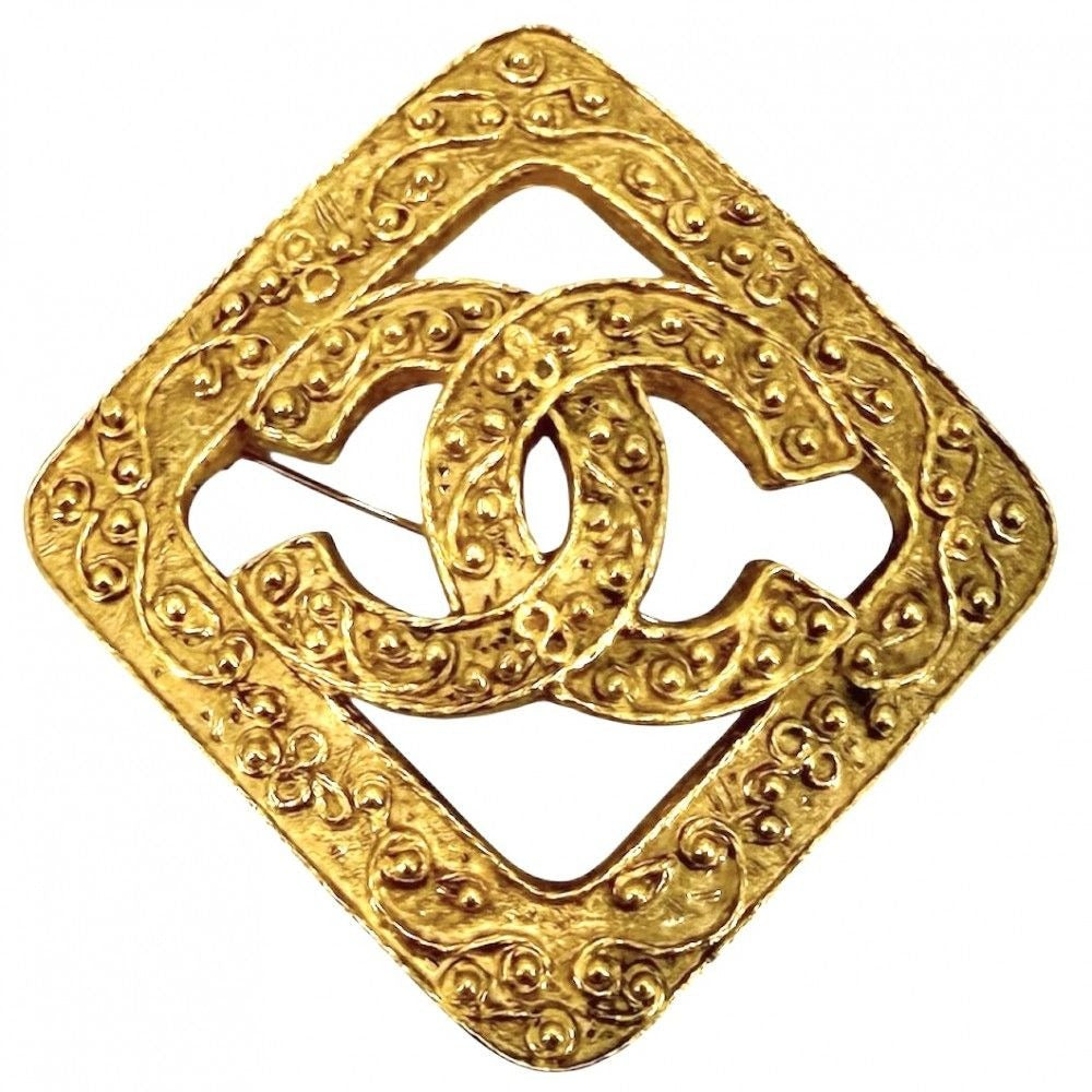 Chanel Brooch CC Logo Vintage Gold Plated