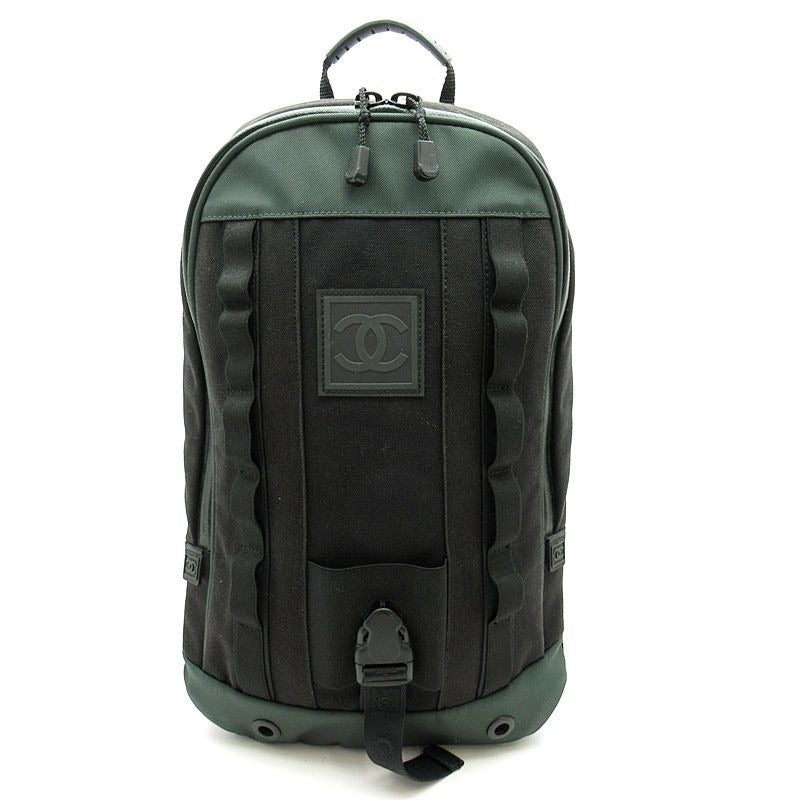 Chanel Sportsline Backpack Nylon Black Green
