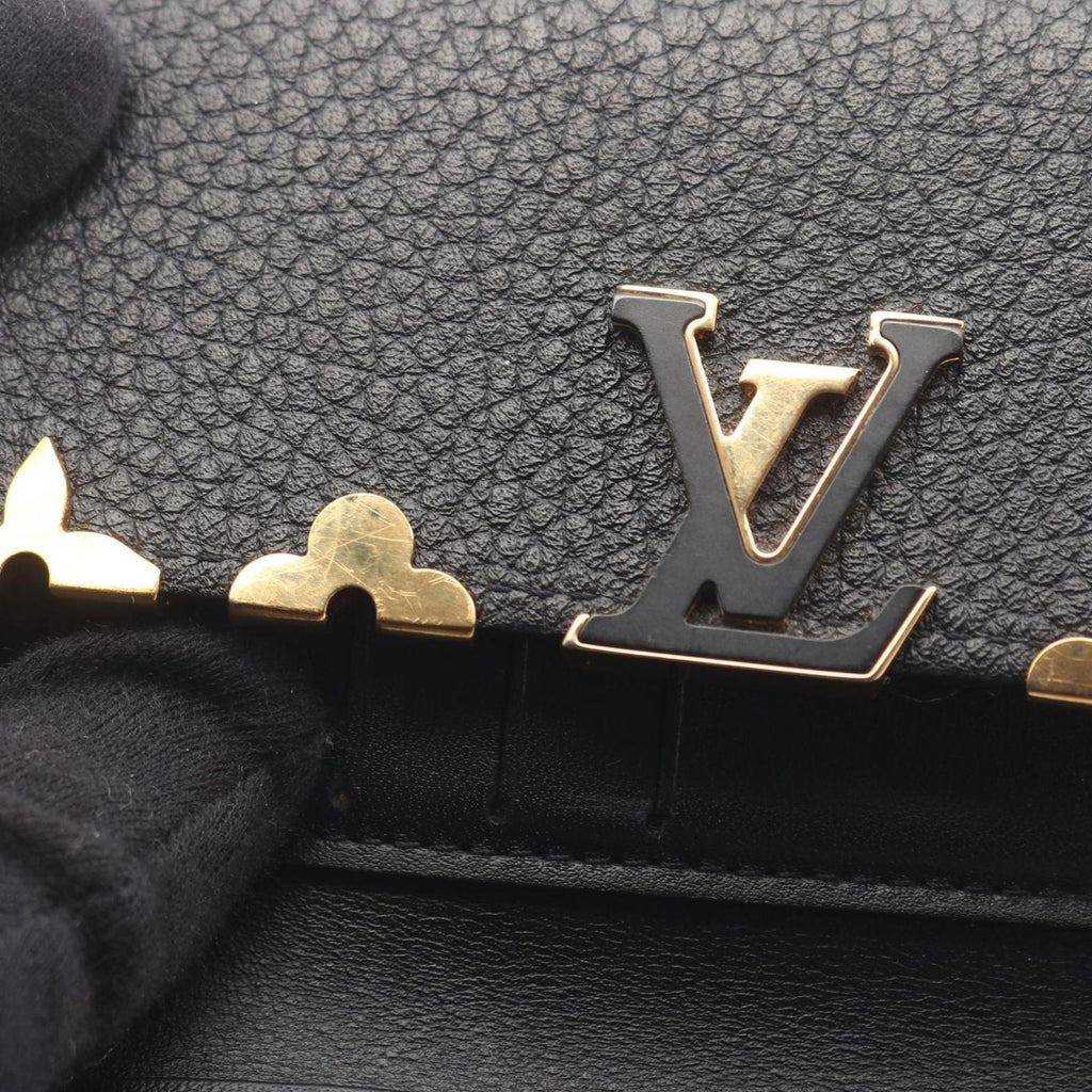 Louis Vuitton Trifold Wallet Portefeuille Capucines Compact Noir Black — view 9