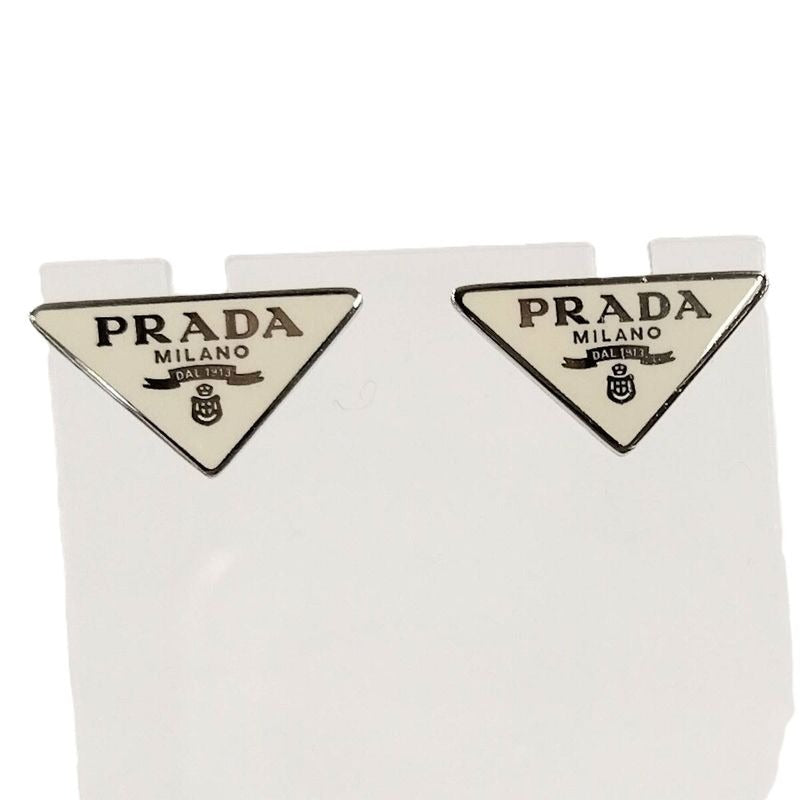 Prada Earrings Logo Plate SV 925 Silver — view 2