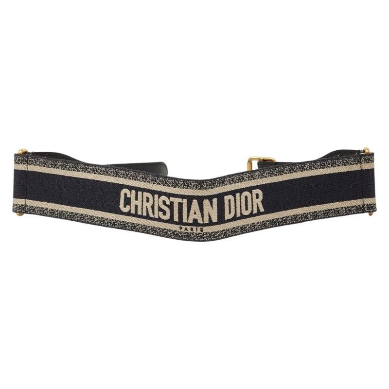 Dior Belt Size 75 Navy Beige Canvas Leather — view 2