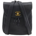 Chanel CC Logo Chain Backpack Caviar Leather Black