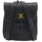 Chanel CC Logo Chain Backpack Caviar Leather Black
