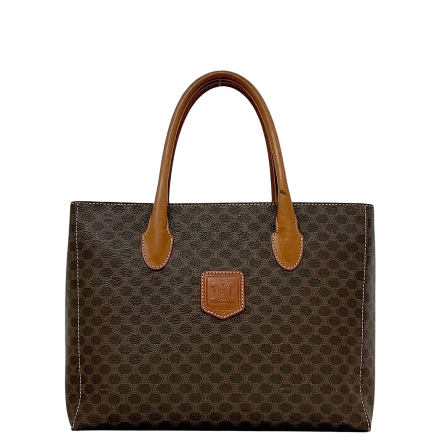 Celine Tote Brown Macadam Handbag Leather MC 97
