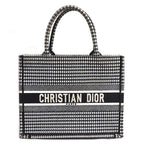 Dior Book Tote Medium Bag White Black M1296 Ztqt m911 Houndstooth