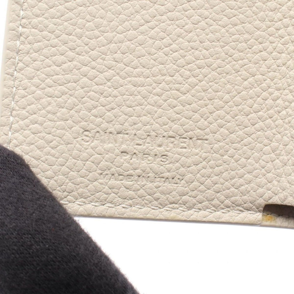 Saint Laurent Paris Trifold Wallet Compact Ivory Leather — view 5