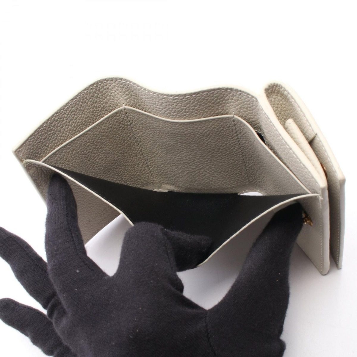 Saint Laurent Paris Trifold Wallet Compact Ivory Leather — view 6