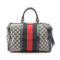 Gucci Handbag Webbing Line GG Canvas 2-Way Beige Black Boston