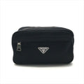 Prada Nylon Leather Triangle Logo Pouch Black