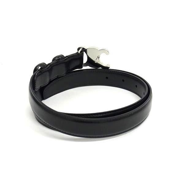 Celine Triomphe Leather Silver Hardware Belt Size 80 Black Fq0373 — view 2