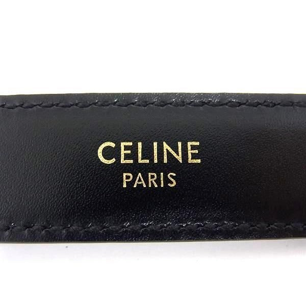 Celine Triomphe Leather Silver Hardware Belt Size 80 Black Fq0373 — view 5