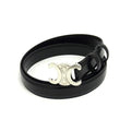 Celine Triomphe Leather Silver Hardware Belt Size 80 Black Fq0373