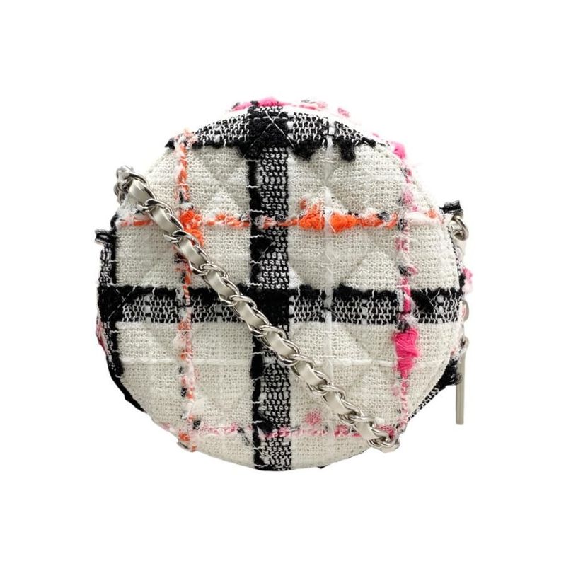 Chanel Shoulder Bag Round Mini Classic Chain Ap0245 Quilted Tweed — view 2