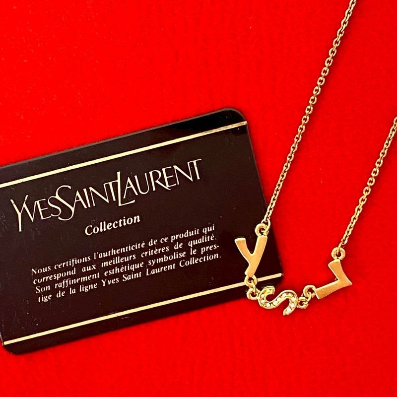 Yves Saint Laurent Vintage Logo Necklace Pendant Choker — view 2