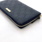 Gucci Round Zipper Long Wallet Navy Striped Line — view 4