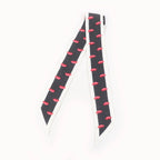 Prada Printed Silk Twill Nice Calf Lip Dot Pattern White Black 850 60 mm Scarf — view 3