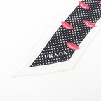 Prada Printed Silk Twill Nice Calf Lip Dot Pattern White Black 850 60 mm Scarf — view 5