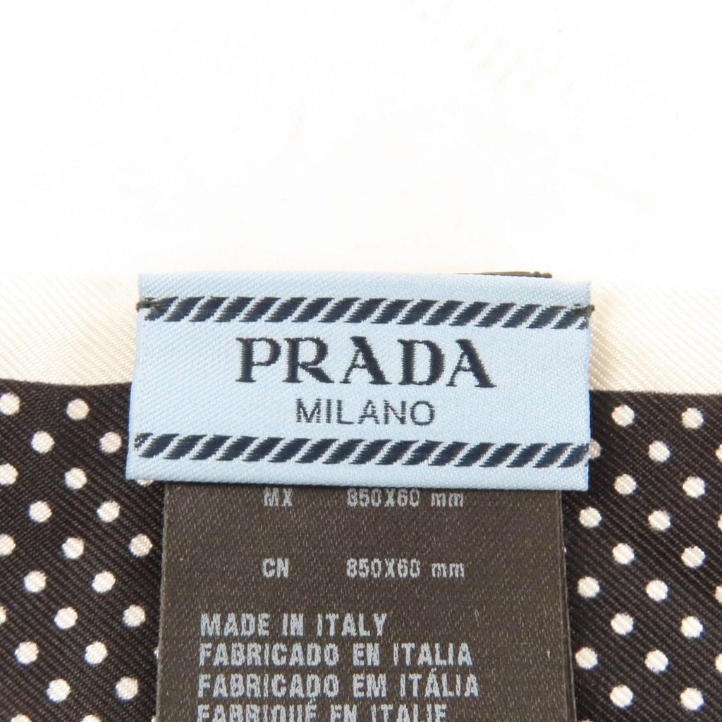 Prada Printed Silk Twill Nice Calf Lip Dot Pattern White Black 850 60 mm Scarf — view 6