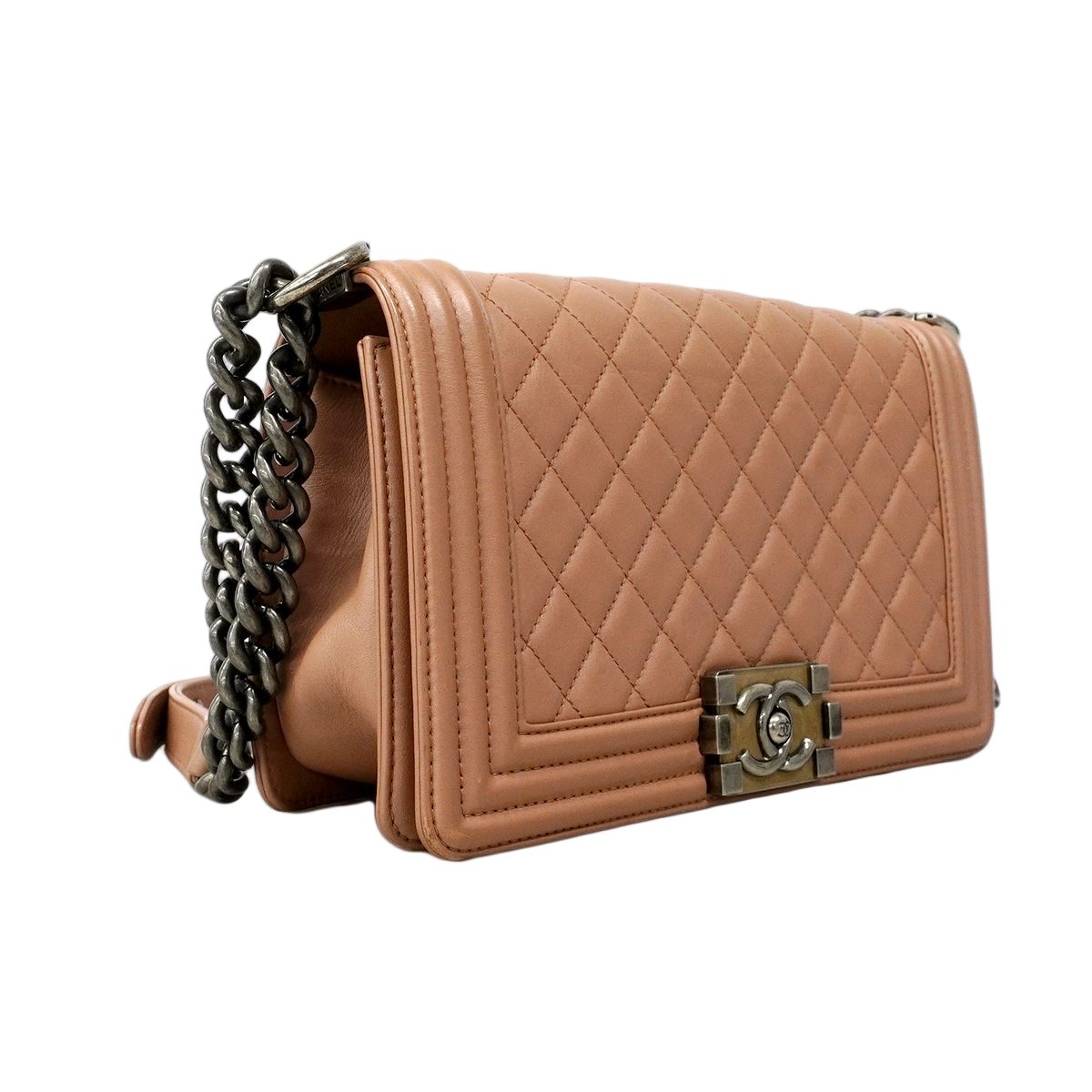 Chanel Shoulder Bag Boy Lambskin Pink Silver — view 2