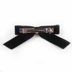 Chanel CC Logo Ribbon Velour Barrette Hair Black Silver — view 3