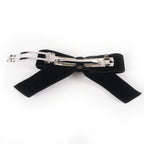 Chanel CC Logo Ribbon Velour Barrette Hair Black Silver — view 4