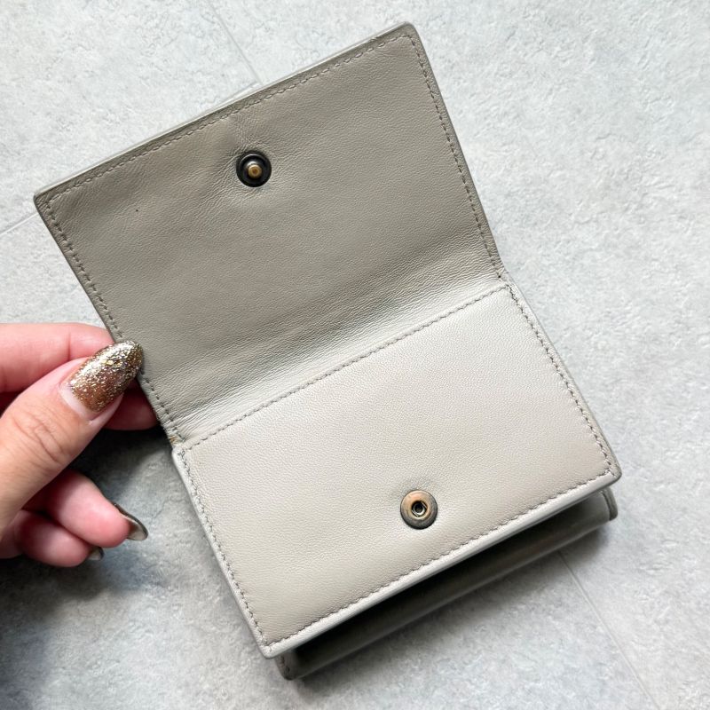 Bottega Veneta Trifold Wallet Intrecciato Leather Gray Men Women Compact — view 7