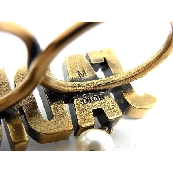 Dior Ring J'A Double Finger Gold Metal Rhinestone Faux — view 4