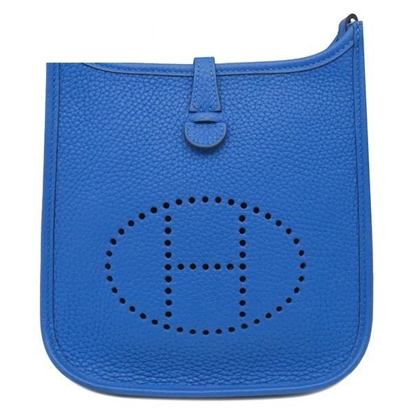 Hermes Shoulder Bag Evelyne TPM 16 Taurillon Clemence Blue Zelige Silver